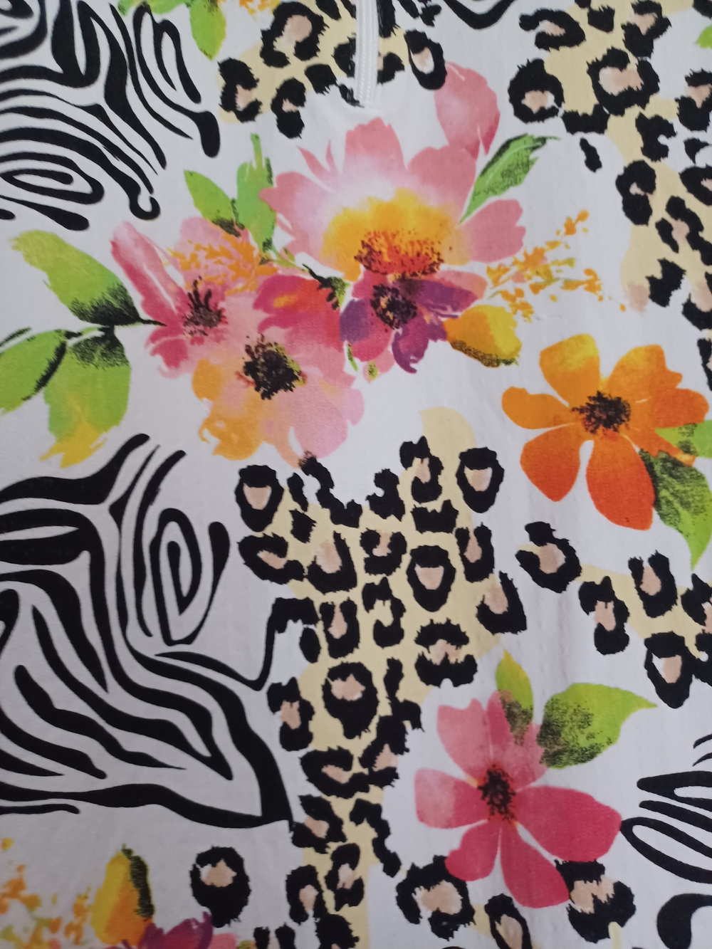 IBKUL Womens Size XL White Floral & Animal Print V-Neck Long Sleeve UPF 50 Golf - Picture 5 of 6